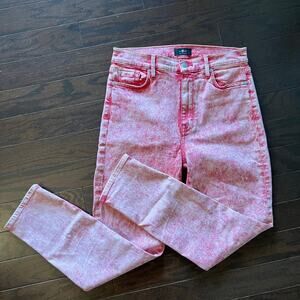 7 For All Mankind Jeans Red Washed Acid Stretchy Size 29 NWOT